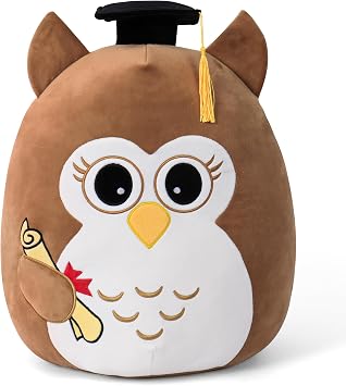 OurHonor 18in Graduation Stuffed Animal with Cap Brown Owl Plush Pillow