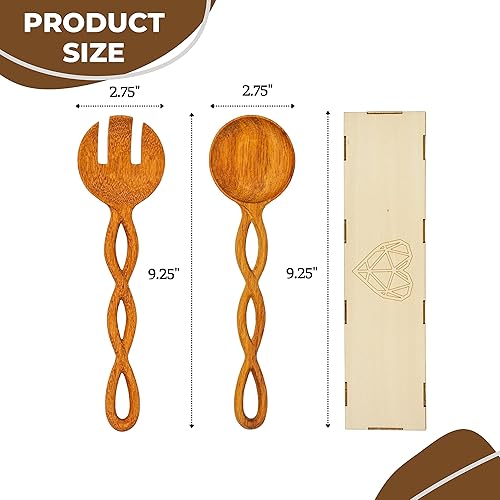 Miniatura 5 de JABIHOME Wooden Salad Utensils Set, Easter Cooking Gifts for Mom, Wooden Salad Servers for Serving, Tossing, Valentine's Day Hostess Gifts for Women