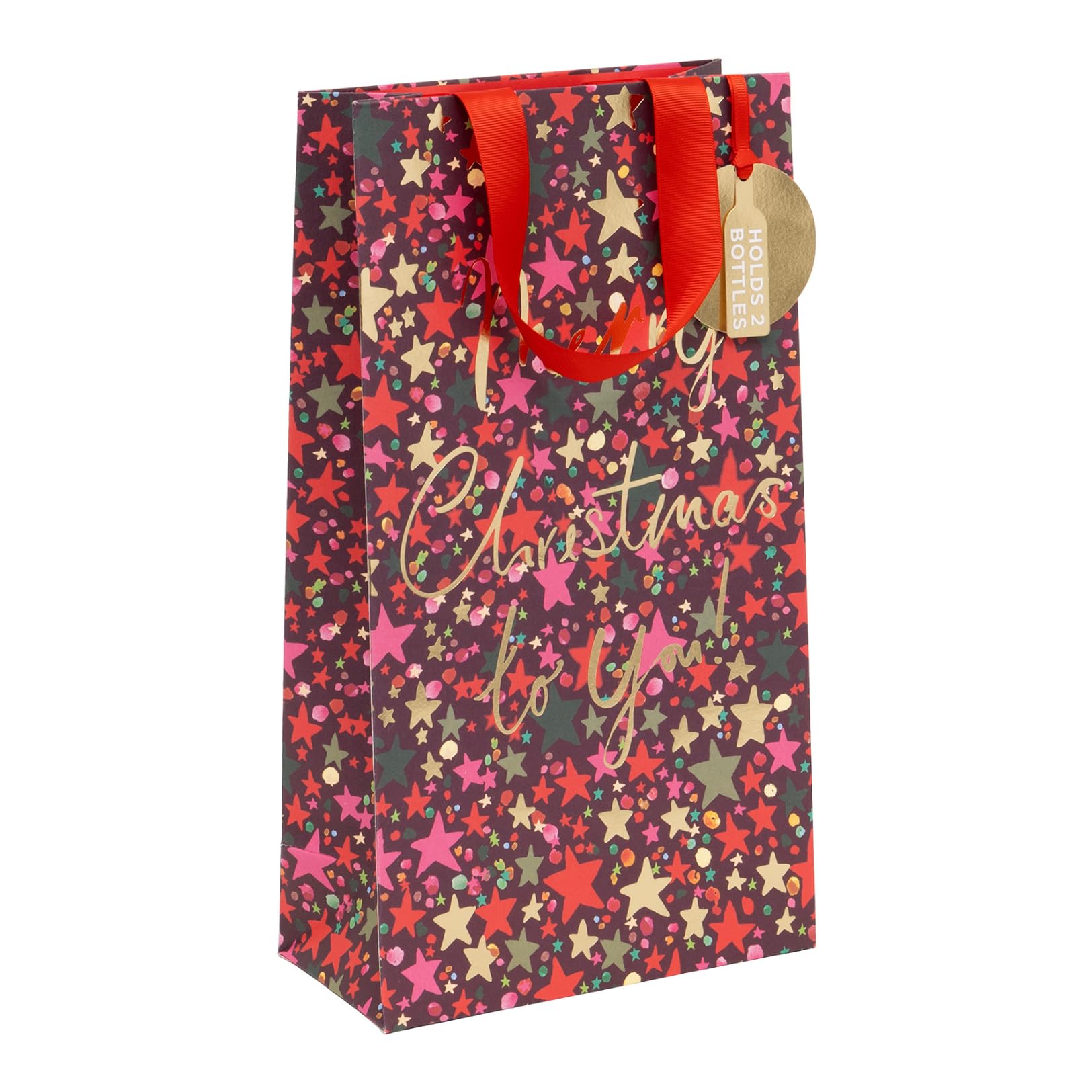 Christmas Bottle Gift Bag Double Size Star – Traditional Luxury Illustrated Xmas