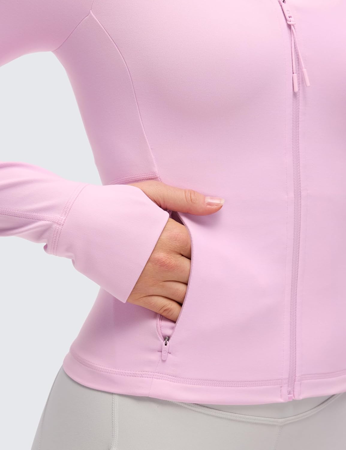 CRZ YOGA Butterluxe V-Neck Jackets for Women - Full Zip Athletic Track Tops with Thumb Holes Pockets - Image 5