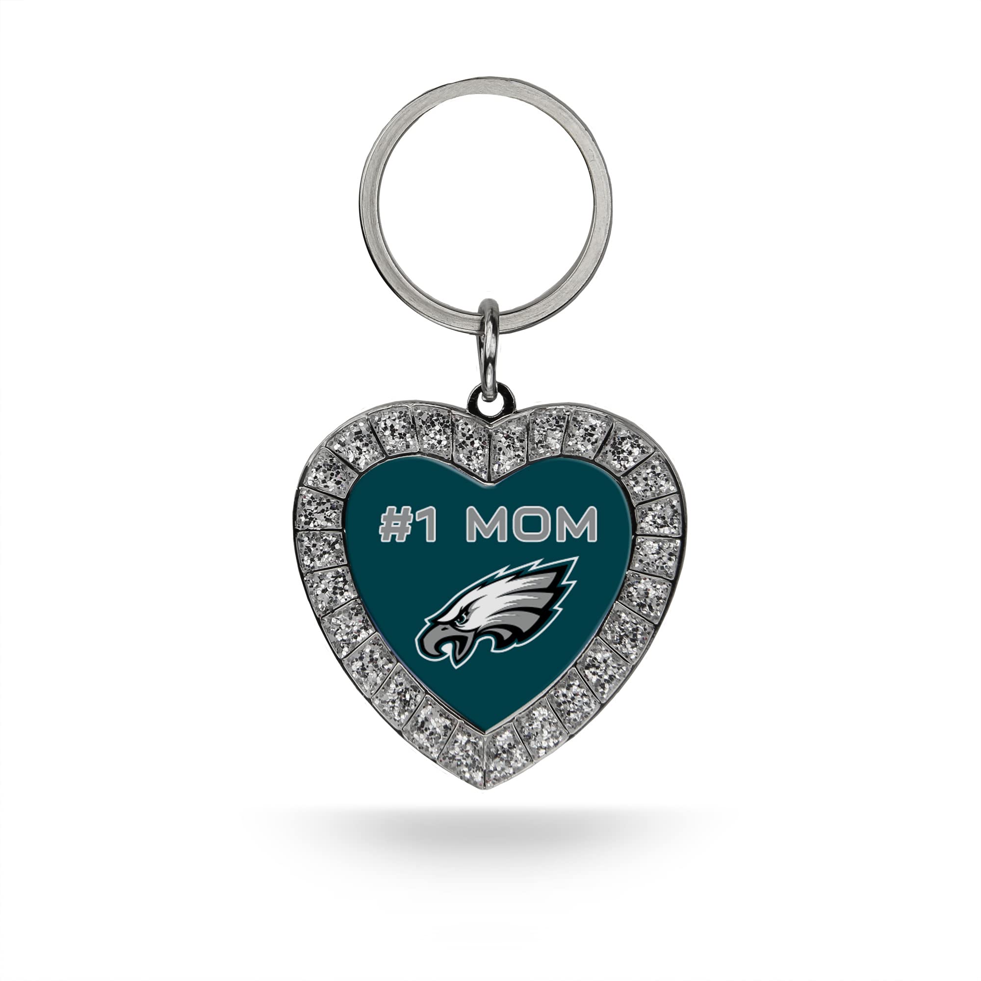 Rico Industries NFL Football Rhinestone Heart Keychain - Great Accessory