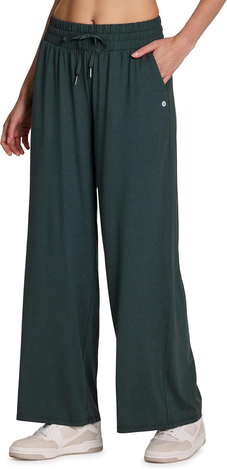 RBX Women's Lightweight Relaxed Fit Yoga Pants with Pockets, Buttery Soft Wide Leg Sweatpants for Workouts, Lounging
