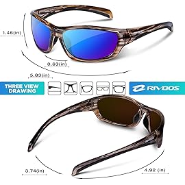 RIVBOS Polarized Sunglasses UV400 Protection for Men\'s and Women\'s Fishing, Cycling, and Outdoor Activities RB832-1 Tortoiseshell Ice Blue Lens
