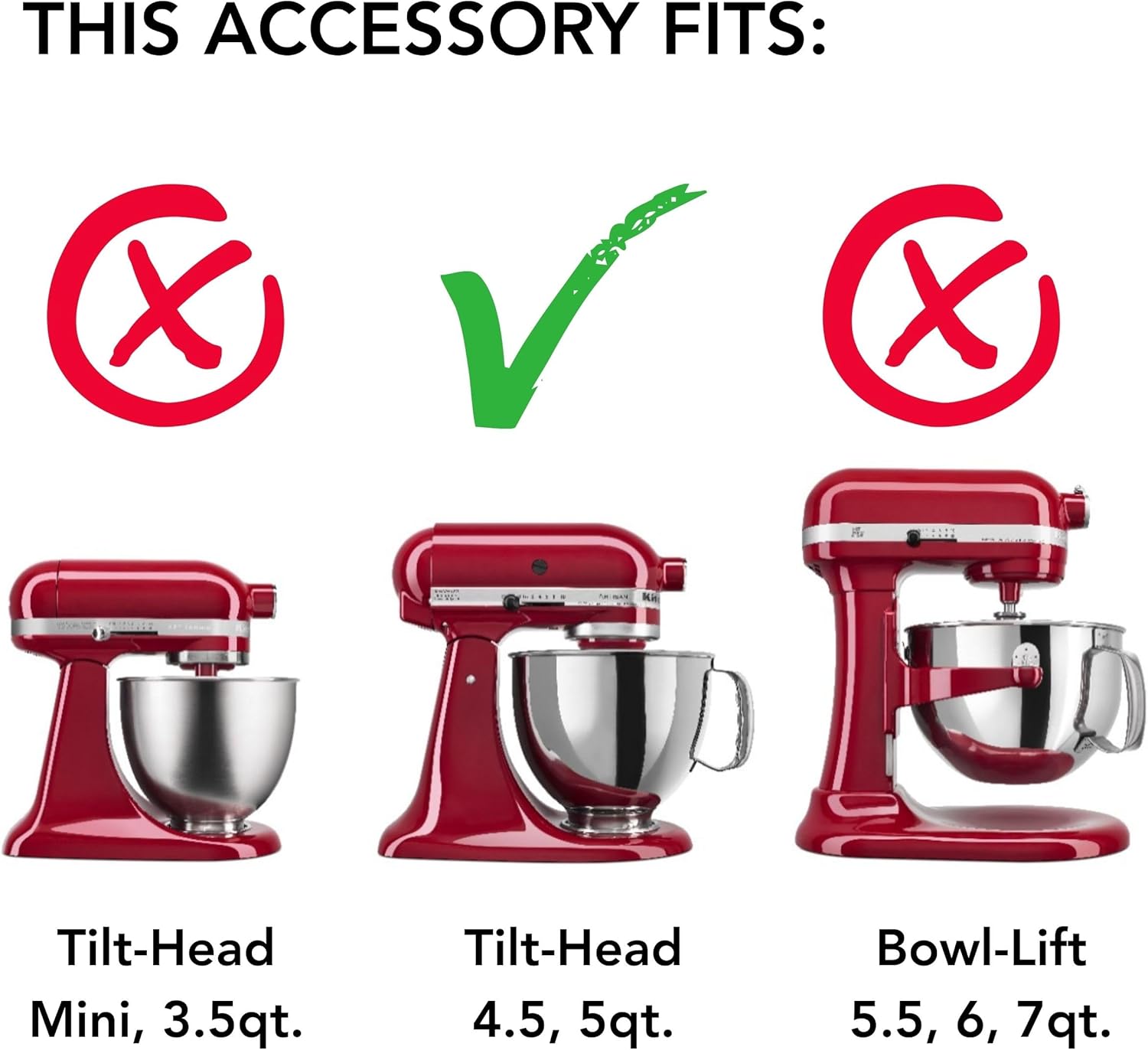KitchenAid Stainless Steel 3 Piece Kit for 4.5 and 5 Quart KitchenAid Tilt-Head Stand Mixers