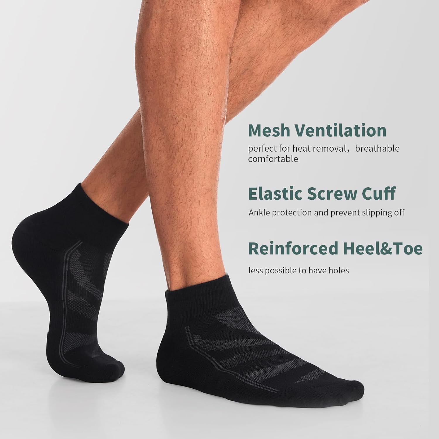 Lapulas 6 Pack Men's Ankle Socks with Cushion, Cotton Quarter Socks for Sport Training Running - Image 4