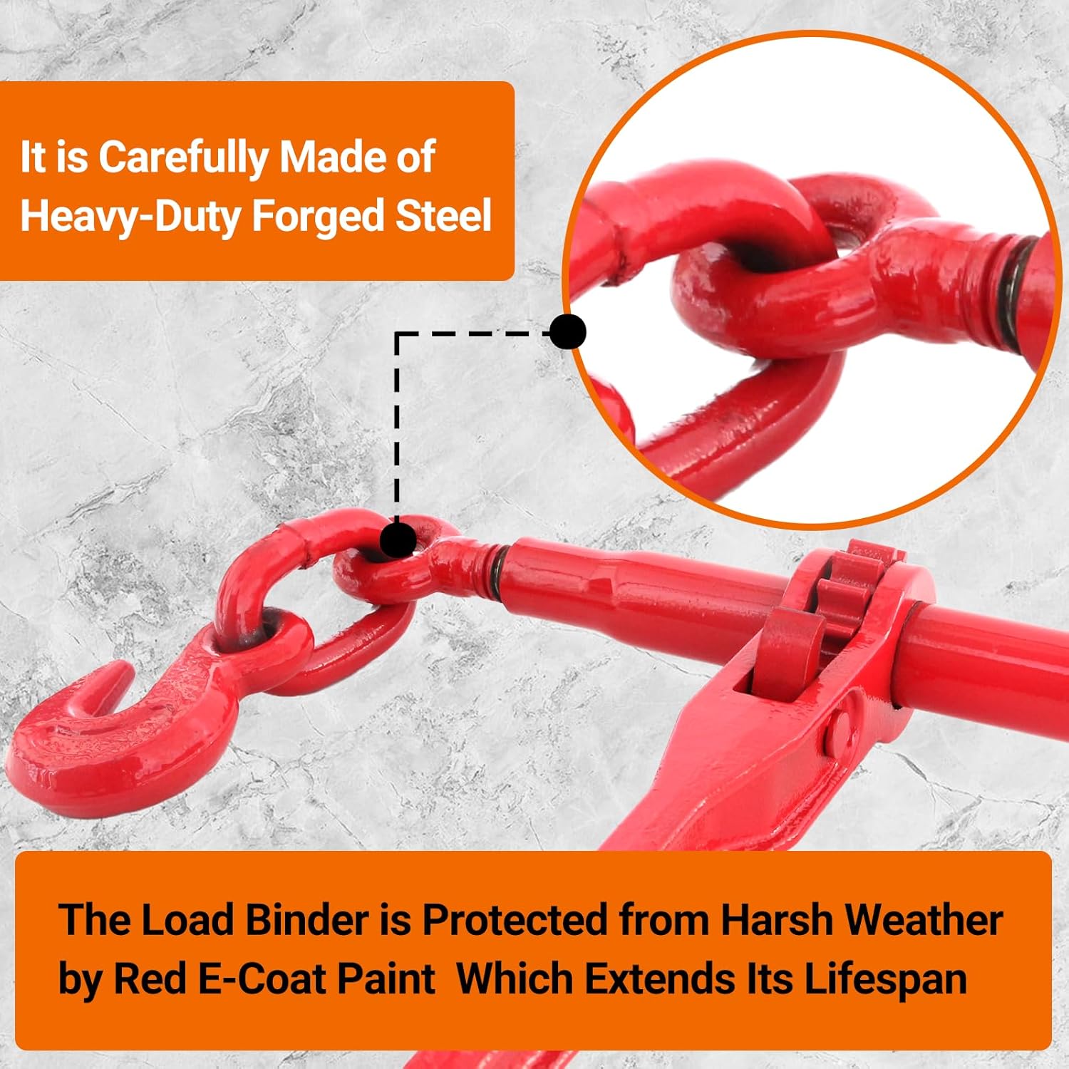 Heavy Duty Ratchet Chain Binders 2-Pack 9215 LBS Working Load Limit, 3/8" - 1/2" with G70 Hooks for Transport Chains, Tie-Down, Hauling