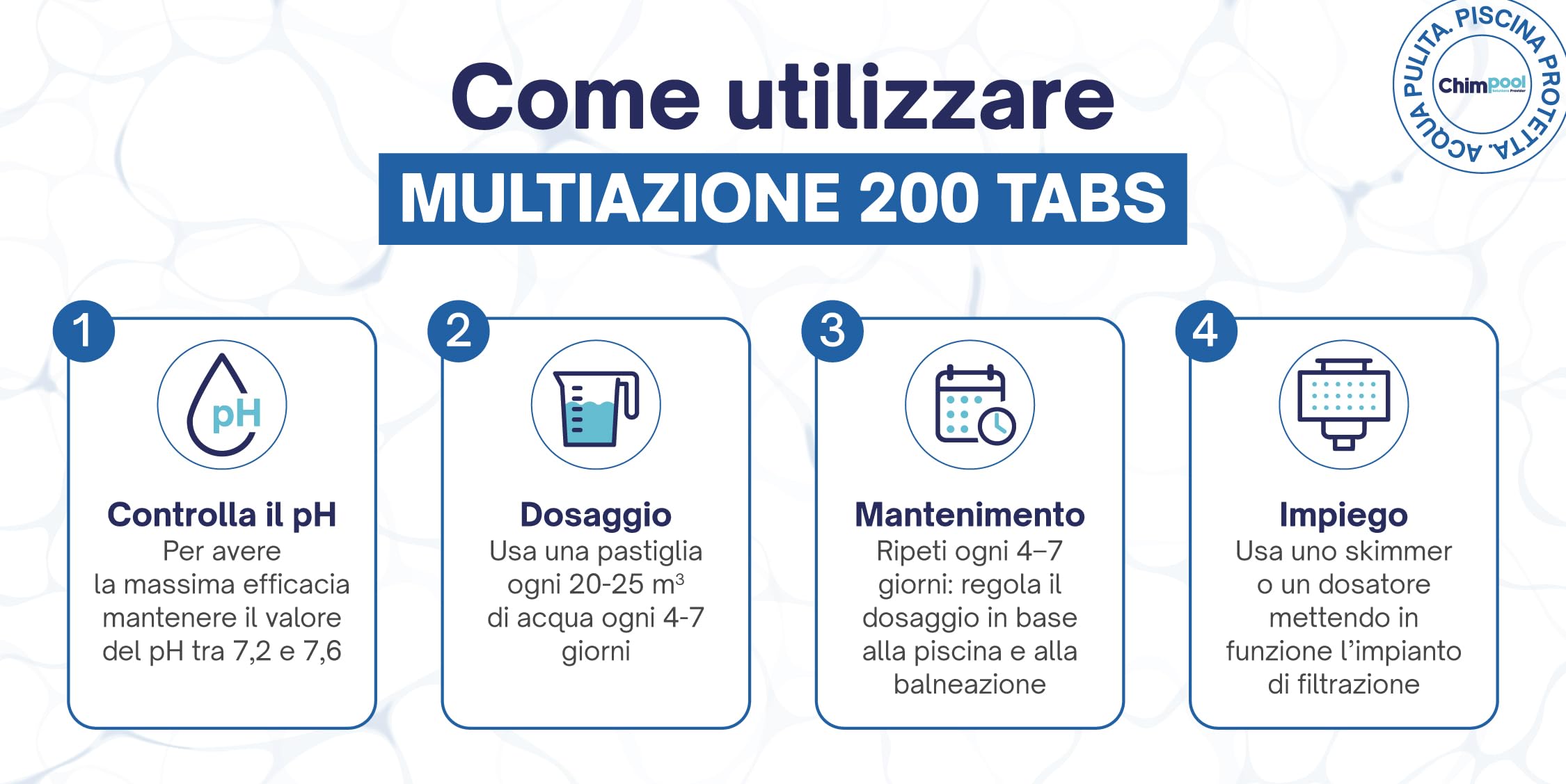 Cloro Multifunzione Pastiglie 200g Piscina, 10kg