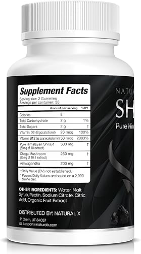 Miniatura 8 de Gomitas puras de Shilajit del Himalaya, gomitas Shilajit del Himalaya para hombres y mujeres, suplemento natural con ashwagandha y chaga para