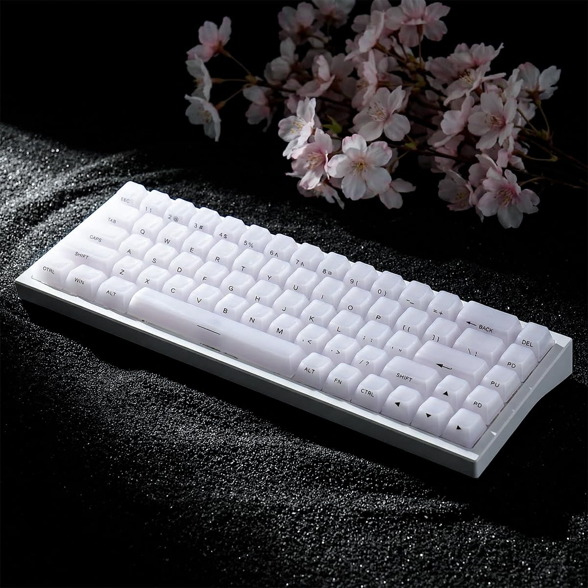JakeTsai Crystal Jelly White Keycaps, 119 touches PC Keycaps Dye-Sub MDA Translucide Side Printed Custom Keycap for 61/68/84/87/98/100 Cherry Gateron MX Switches Mécaniques Keyboards