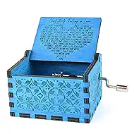 byykit Can't Help Falling in Love Wood Music Box,Antique Engraved Musical Boxes Case for Love One Wooden Music Box - Gifts for Lover,Boyfriend, Girlfriend,Husband,Wife (Blue)