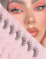 Vista 1 de Onlyall Pestañas postizas naturales y finas, pestañas de media pestaña, aspecto natural, pestañas esponjosas, pestañas de media pestaña, pestañas