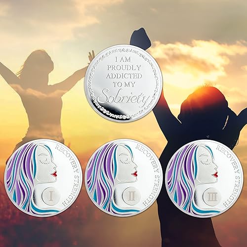 Miniatura 7 de Moneda de sobriedad de 2 años AA Medallón Chips Aniversario Token Recuperación Regalo para Mujeres Sobrias