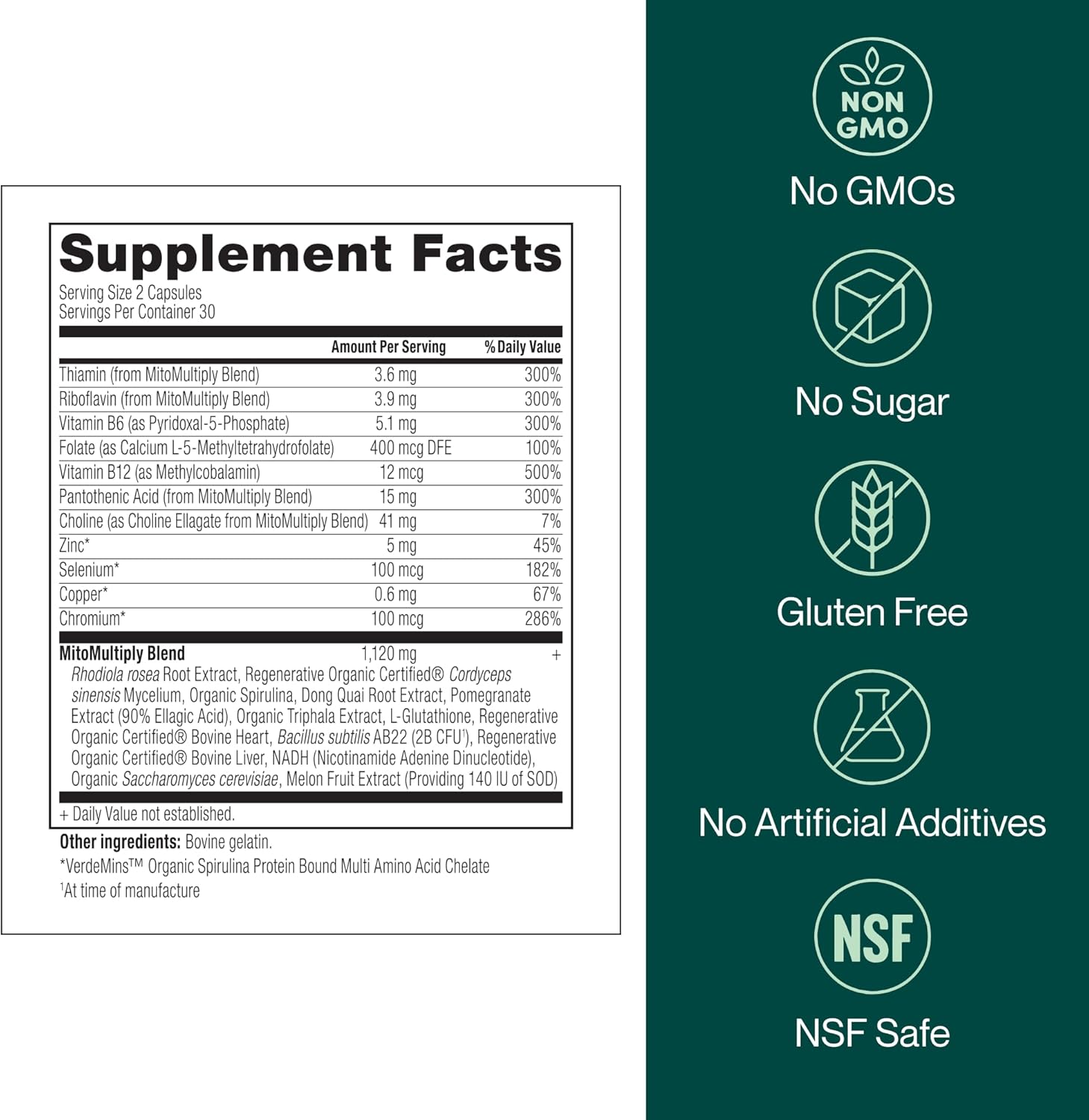 MitoMultiply – Mitochondrial Support with Glutathione, SOD, Catalase, NADH, Bacillus Subtilis – Boosts Cellular Energy, Absorption, Bioavailability – 60 Capsules