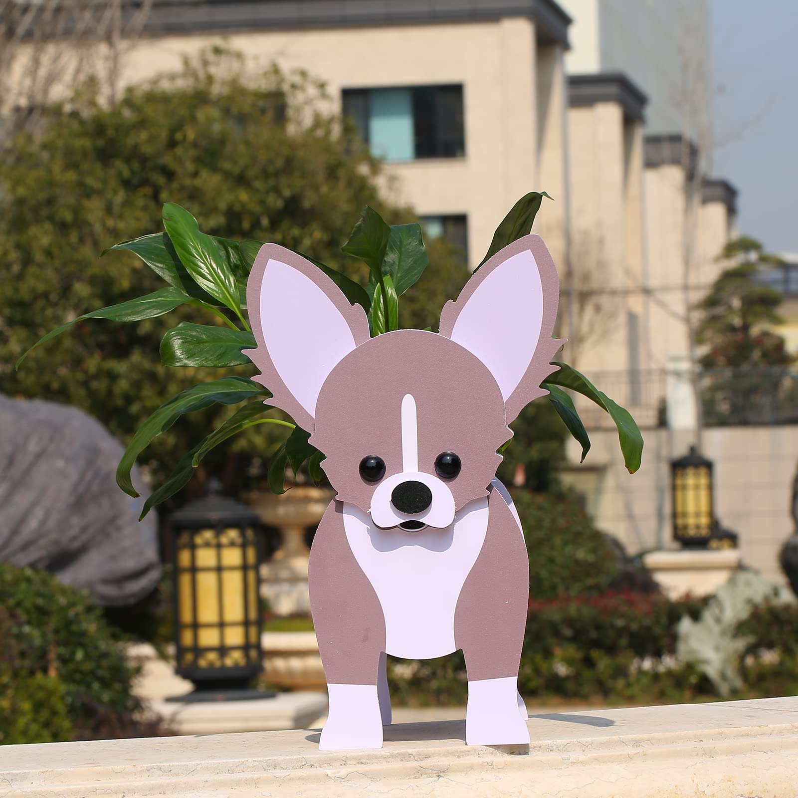 Gochoi Small Chihuahua Gifts Dog Planter,PVC Animal Plant Pots Outdoor Indoor Garden Planters for Succulent,Cute Rectangular Plant Flower Pots Decor S Chihuahua - Image 2