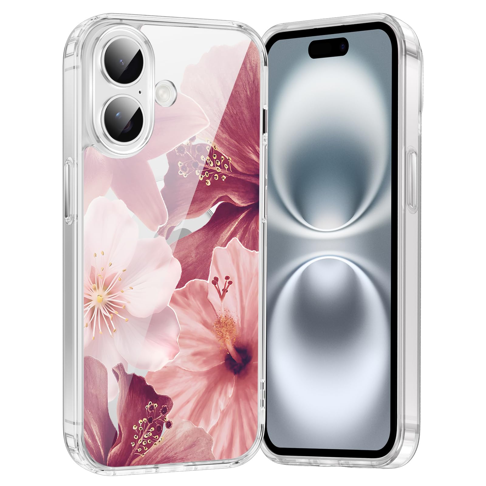 Coque iPhone 16 transparente antichoc à motif floral - 8