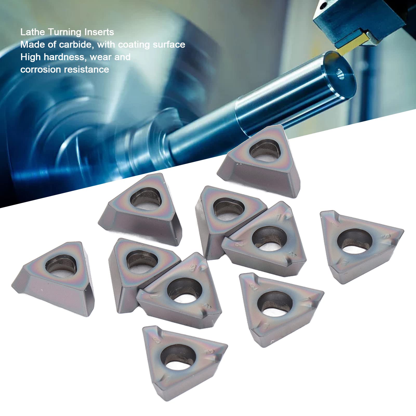 10-częściowe płytki z węglika cynowanego do toczenia CNC i dokładnej obróbki wykańczającej - 3PKT190608R M Ostrza frezarskie z węglików spiekanych do stali, żeliwa i materiałów z (10 szt.