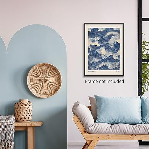 Miniatura 4 de Arte de pared con olas azules japonesas, vintage, oriental japandi, Wabi Sabi, póster abstracto de ondas gigantes, impresiones en lienzo para