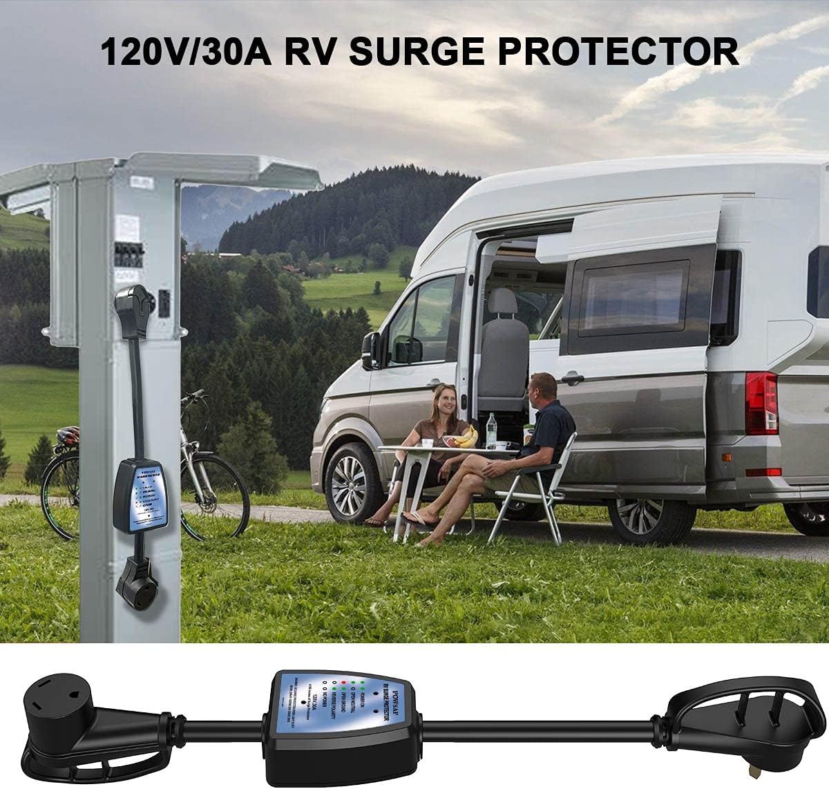 rv Surge Protector 30 amp, POWSAF rv Power Defender Voltage Protector/Monitor with Surge Protection(4100 Joules), Designed with Easy to Use Handles… : Electronics