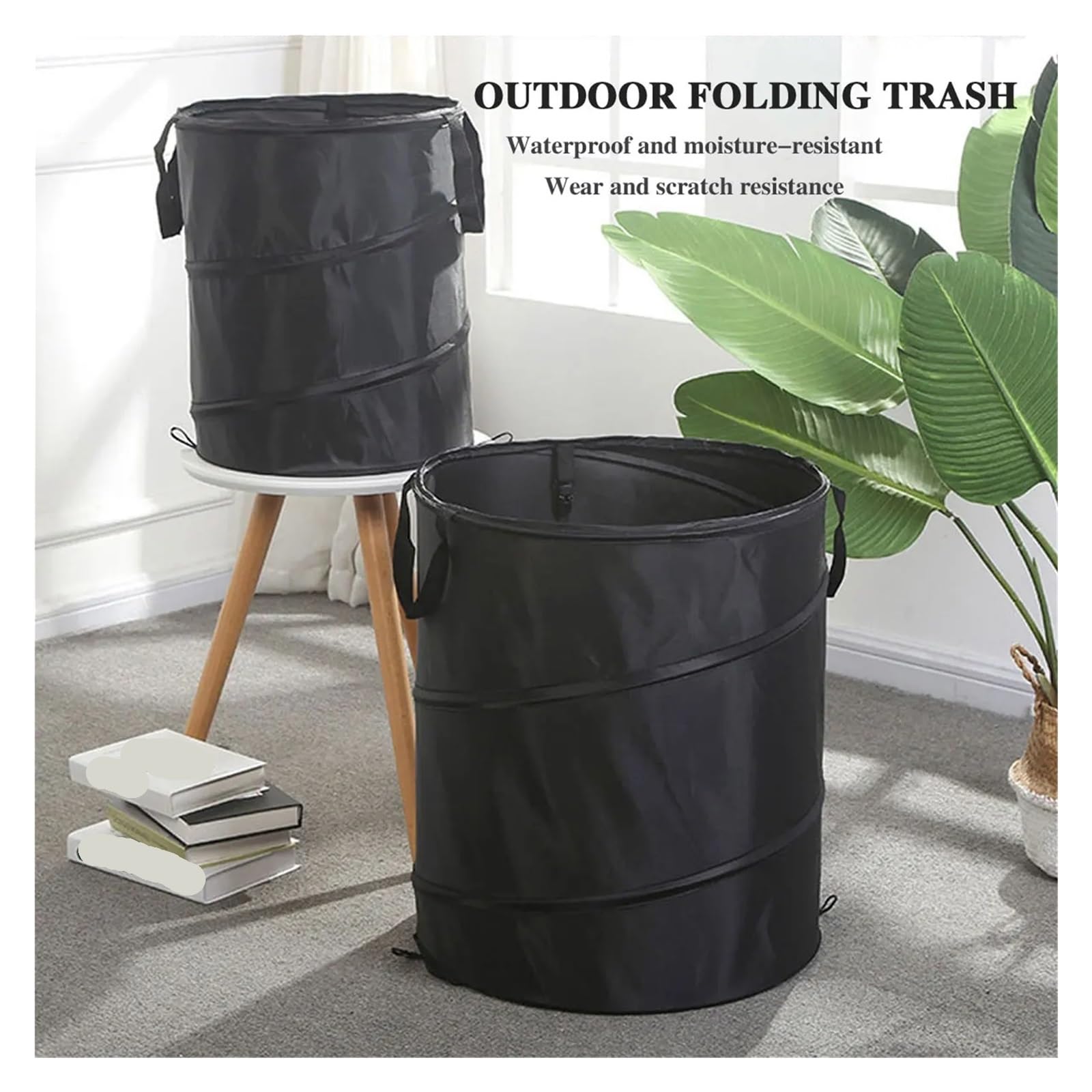 Gartensack Pop Up 2 Stück Pop-up-Mülleimer, tragbarer Outdoor-Camping-Klapp-Gartenarbeits-Garten-Müllsack, Leaf Buck(Light Coffee,L)
