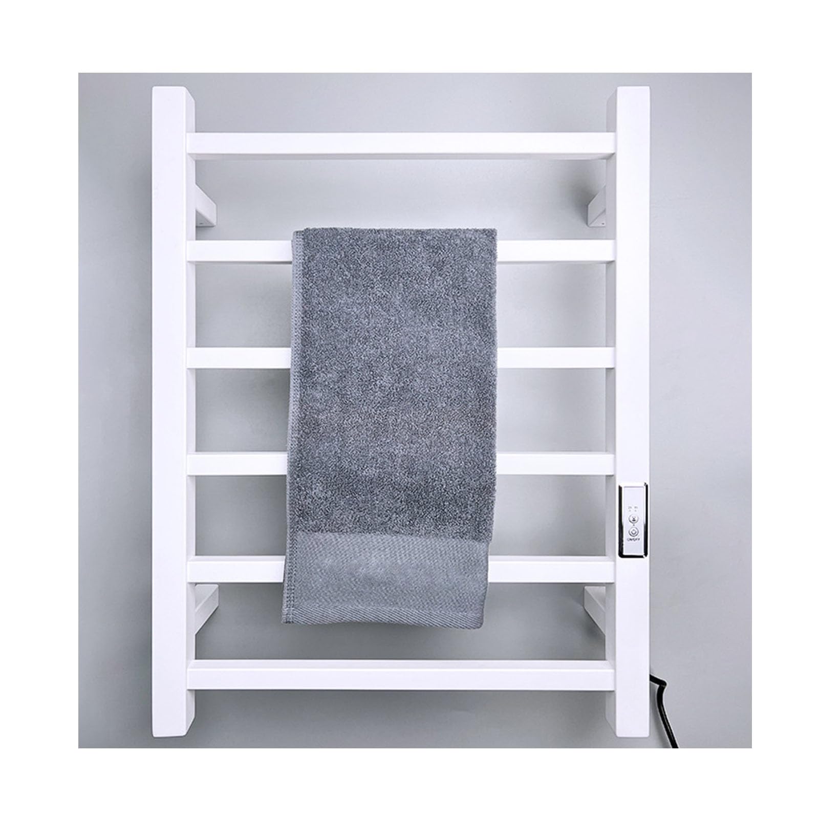 Toallero eléctrico blanco inteligente y termostático de acero inoxidable de pared para baño