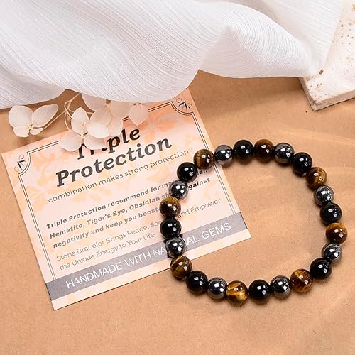 Vista 31 de MASSIVE BEADS Pulsera elástica de yoga hecha a mano con piedra natural, cristal curativo, energía, regalos para adultos unisex de 0.157 in, 0.236
