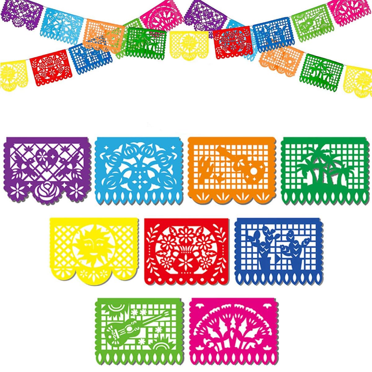 ABOOFAN Decoration 3 Juegos De De De Arte Latte De Fiesta Mexicana Guirnalda Del Día De Los Muertos Banderines De Flores De Papel Mexicano De Fiesta Pancartas