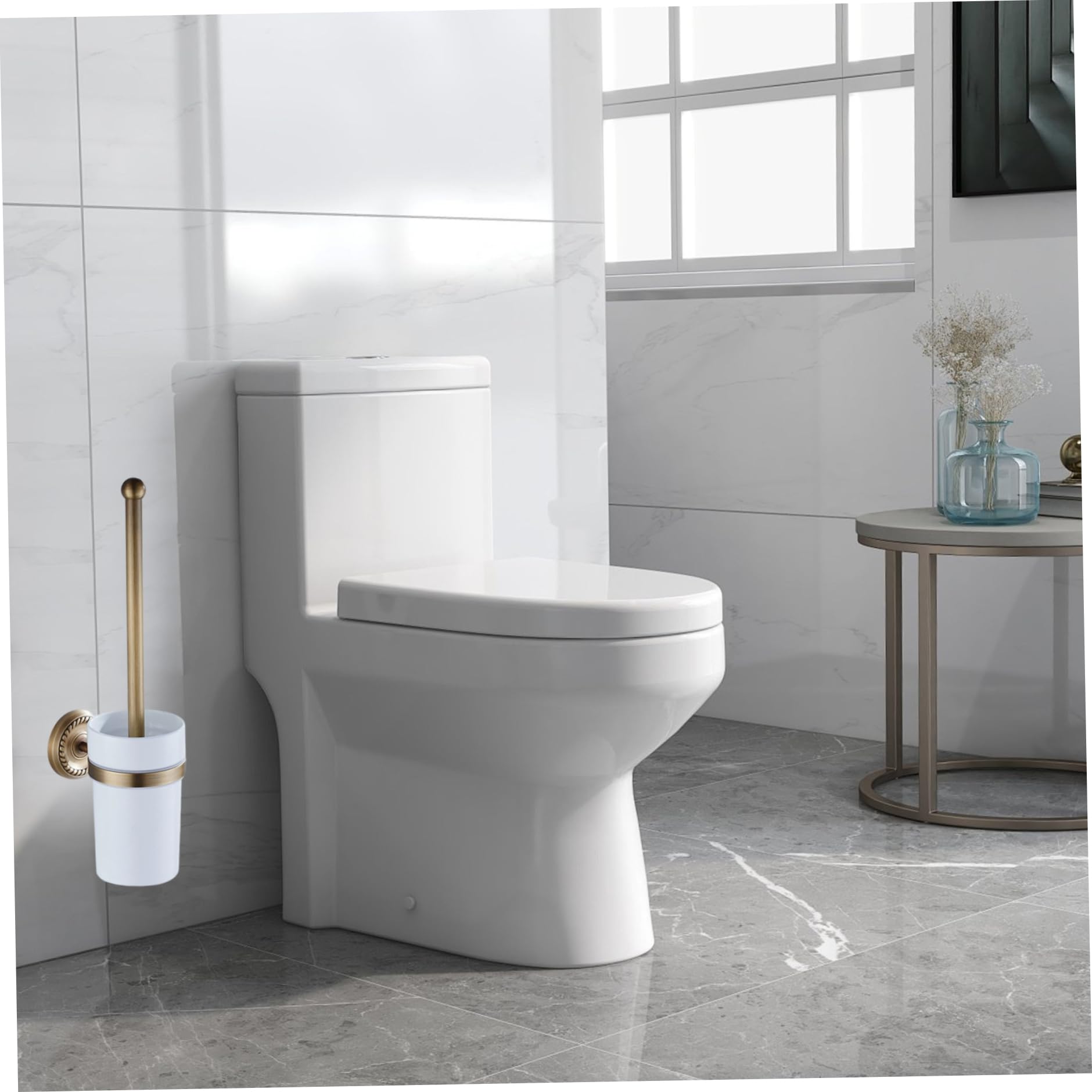 Vinta - Set di scopino per WC in ottone anticato, 37,1 cm, strumenti per la pulizia del bagno, design retrò elegante, accessori da bagno eleganti per soluzioni di pulizia eleganti