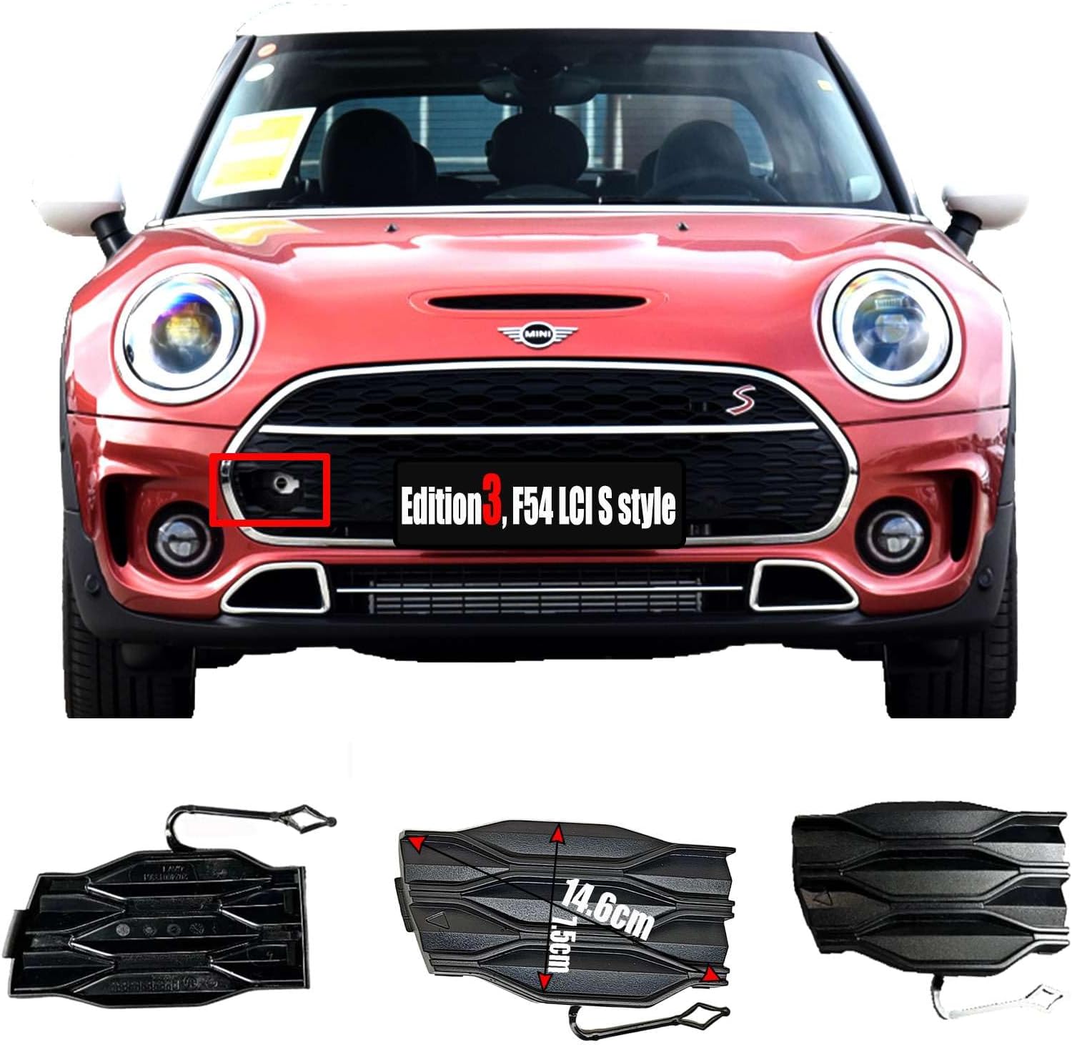 Front Tow Cover for 20-24 Mini F54 LCI Clubman 6-Door Coopers Fit One Cooper JCW D S SD ALL4 2020 2021 2022 2023 2024 Bumper Towing Hook Eye Cap