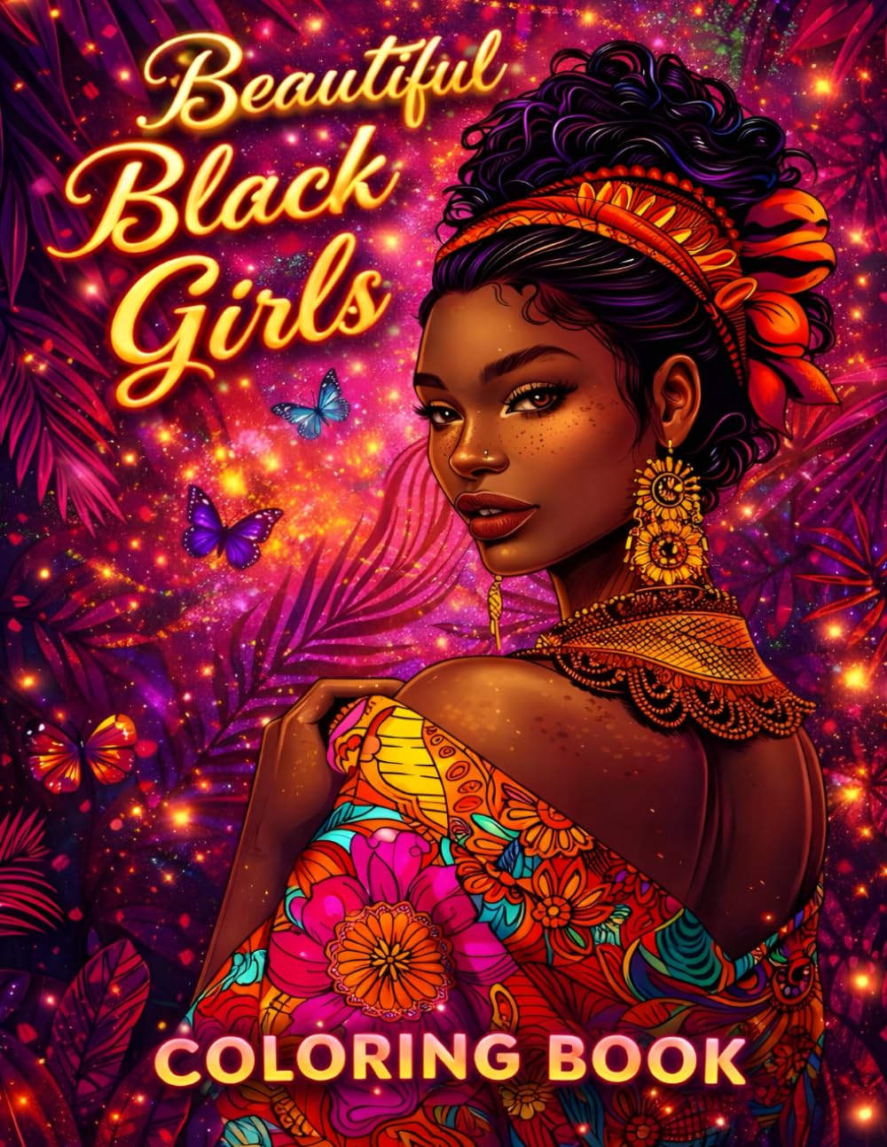 Beautiful Black Girls Coloring Book: 49 High-Detail Illustrations Celebrating Style, Self-Care, Friendship, and Empowering Moments for Teens and Adults