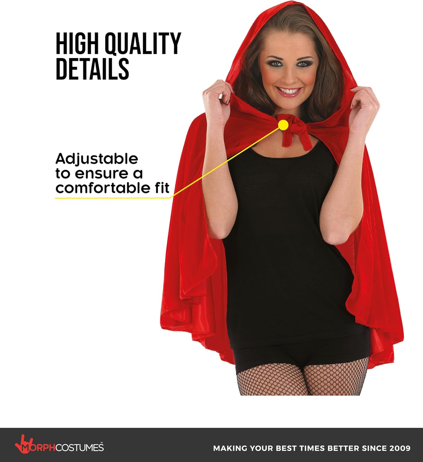 fun shack Red Cape, Red Riding Hood Cape Women, Adult Little Riding Hood Costume, Short Cloak, Womens Halloween Costumes