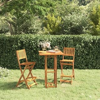Bistro Table Natural Solid Acacia Wood Tall Simple Square Versatile Garden Table Outdoor Dining Patio Terrace Backyard Outdoor Eating Garden Dining Furniture Pa