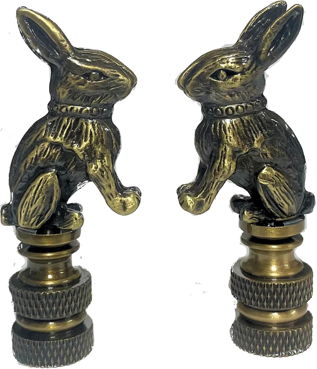 RABBIT LAMP SHADE FINIAL ANTIQUE BRASS - SET OF TWO