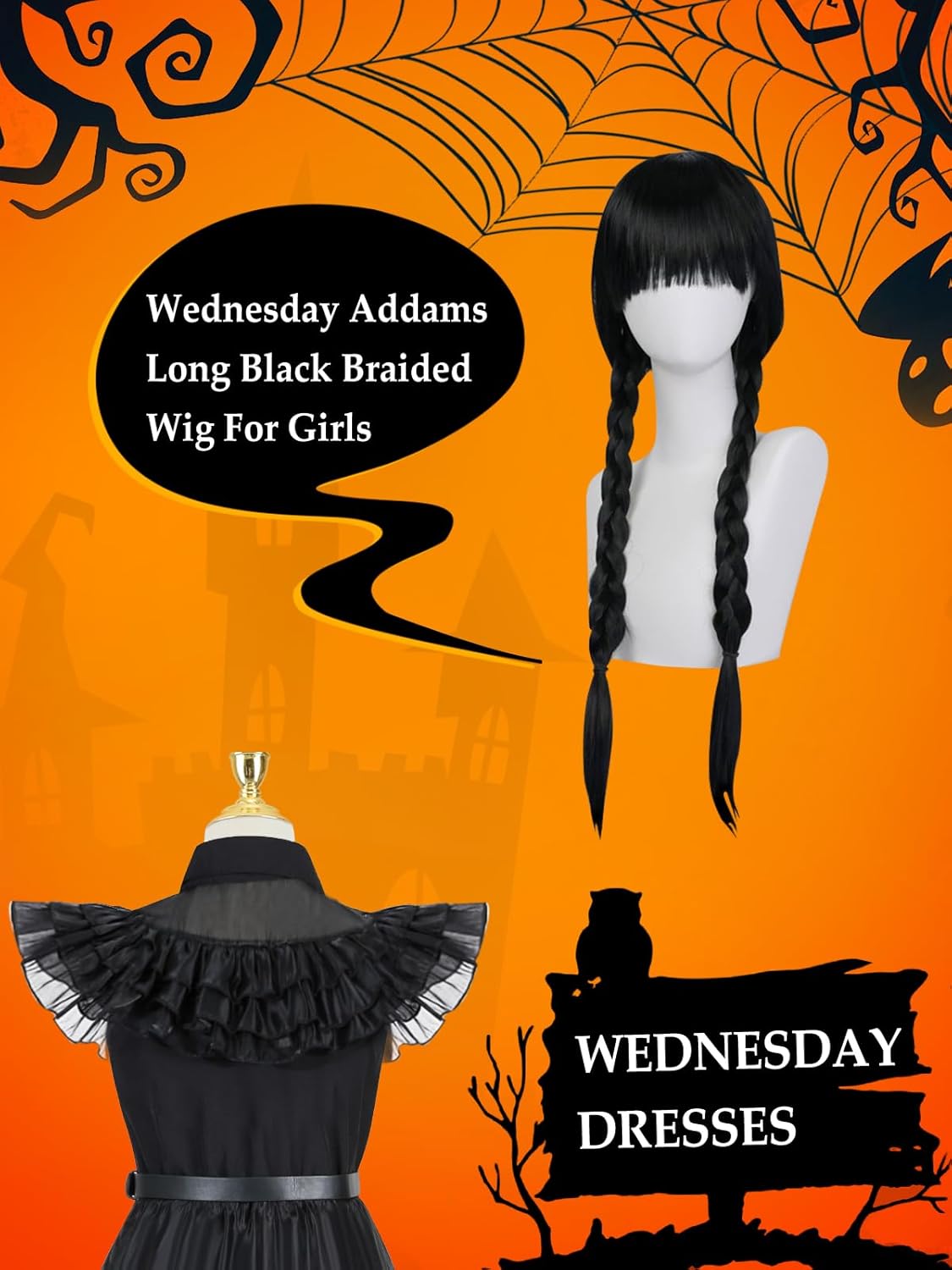 Black Costume Dress For Girls Kids Cosplay Dress Up Halloween Outfit Christmas Costumes Party - Image 4