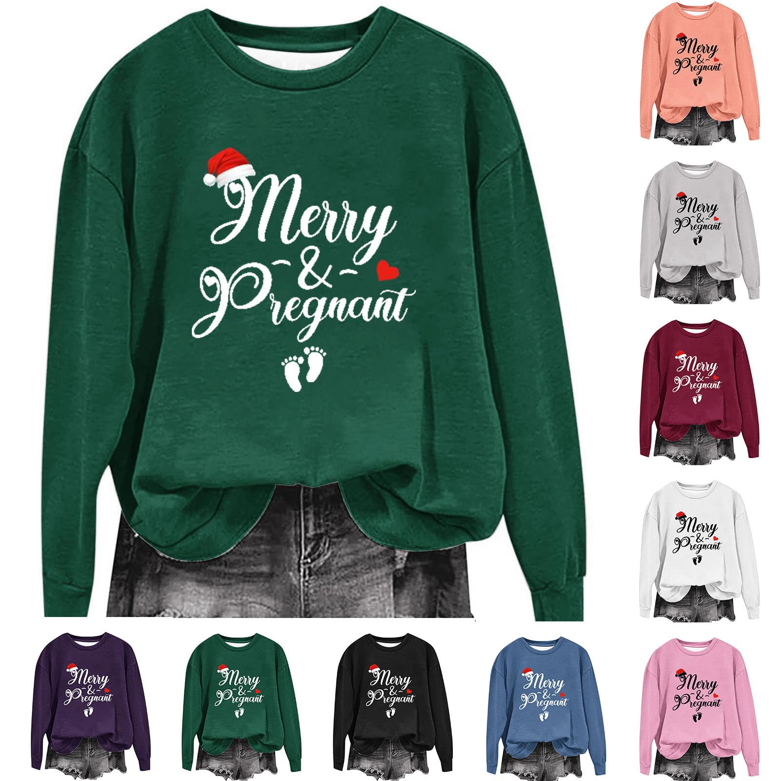 Saxrel Christmas Jumpers Funny Printed Pullover Classic Winter Warm Christmas Tops Long Sleeve Plus Size Sweatshirt Personalised Xmas Jumpers Oversized Sweaters Holiday Casual Evening Party Tops FPA