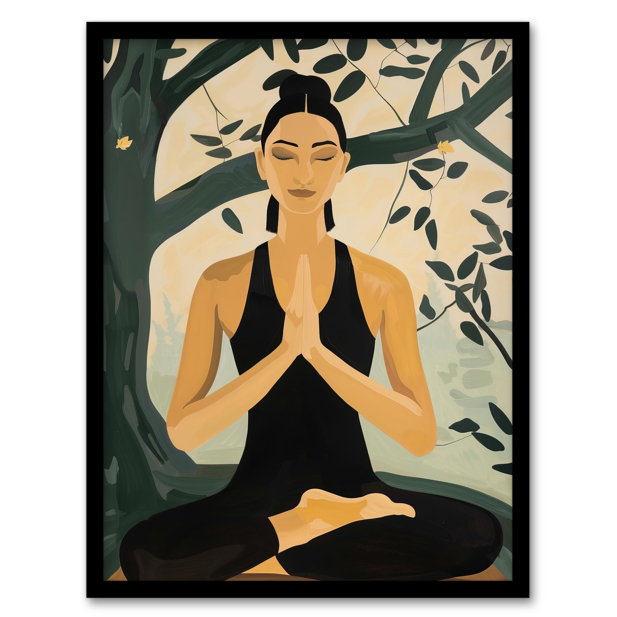 Woman in Yoga Pose Zen Meditation Painting Wall Art Poster Print