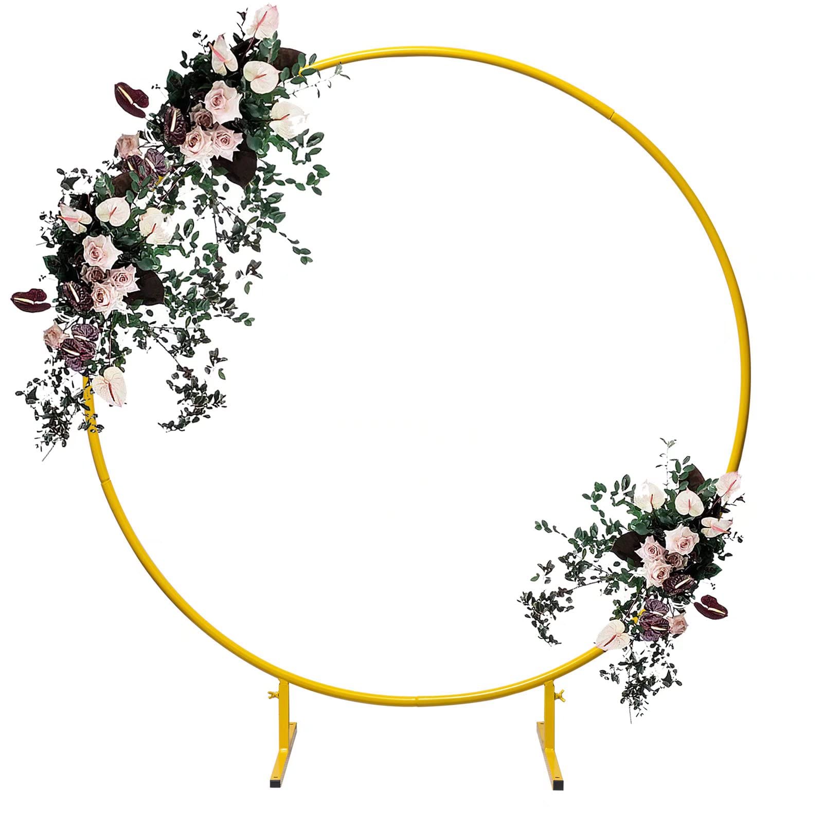 Elevens Round Backdrop Stand, Metal Round Balloon Arch Decoration 6.6ft Circle Balloon Arch Frame for Wedding,Birthday Party, Baby Shower,Garden, Indoor and Outdoor Decoration, Gold