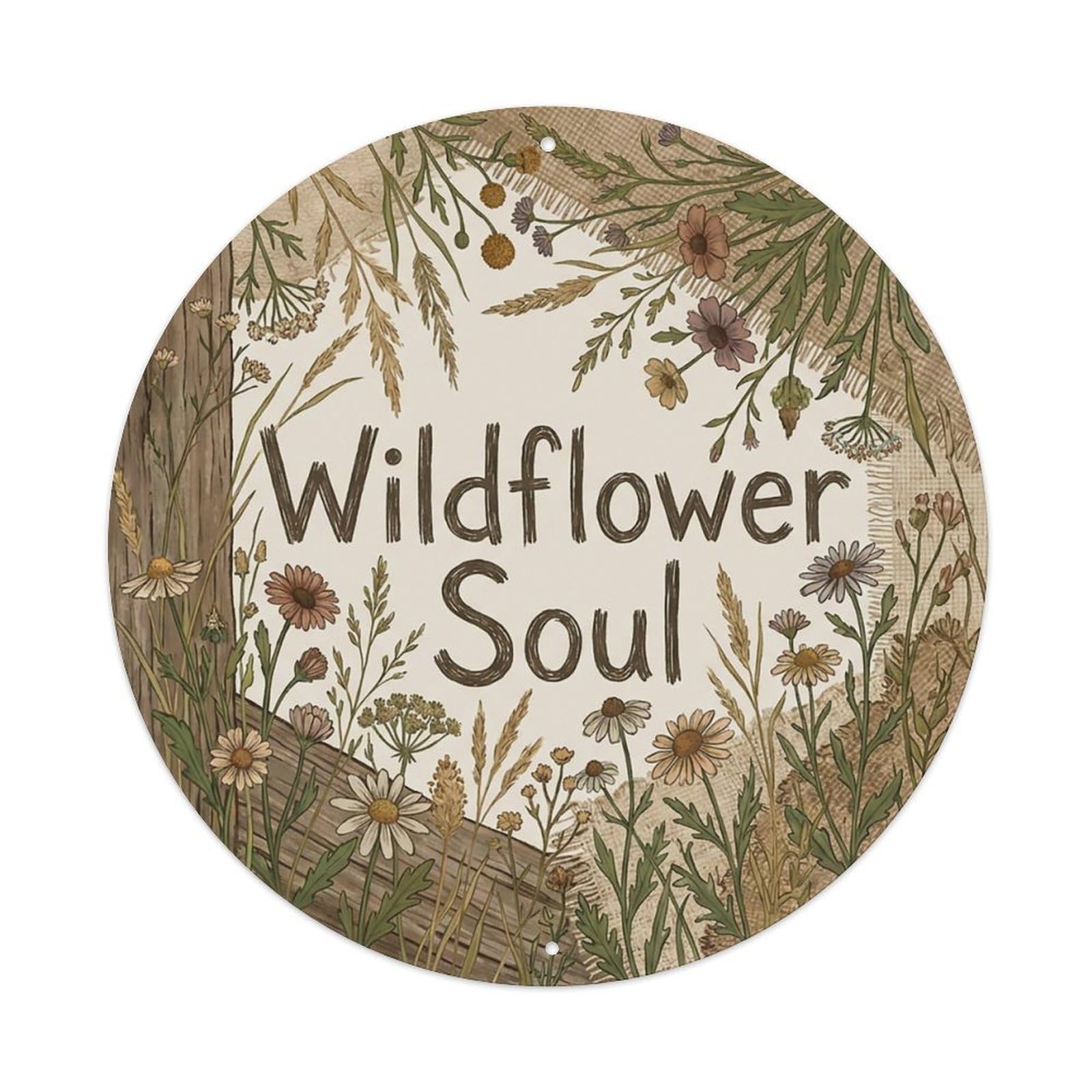 Rustic She Shed Floral Wildflower Soul Metal Tin Sign