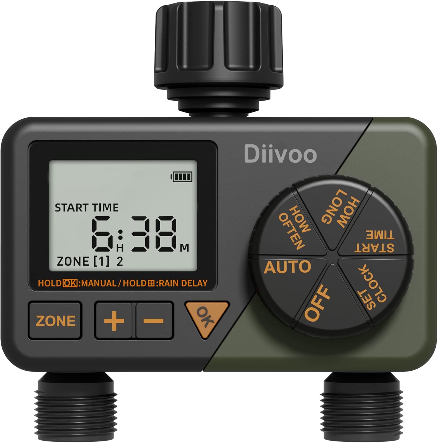 Water Timer for Irrigation, Diivoo Sprinkler Timer 2 Outlets, Automatic