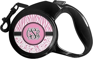 Zebra & Floral Retractable Dog Leash - Small (Personalized)