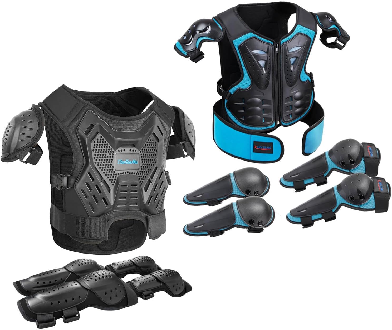 Kids Dirt Bike Gear, Youth Motocross Armor Protective Vest Suit，Children Chest Back Knee Elbow Protection 2 Sets