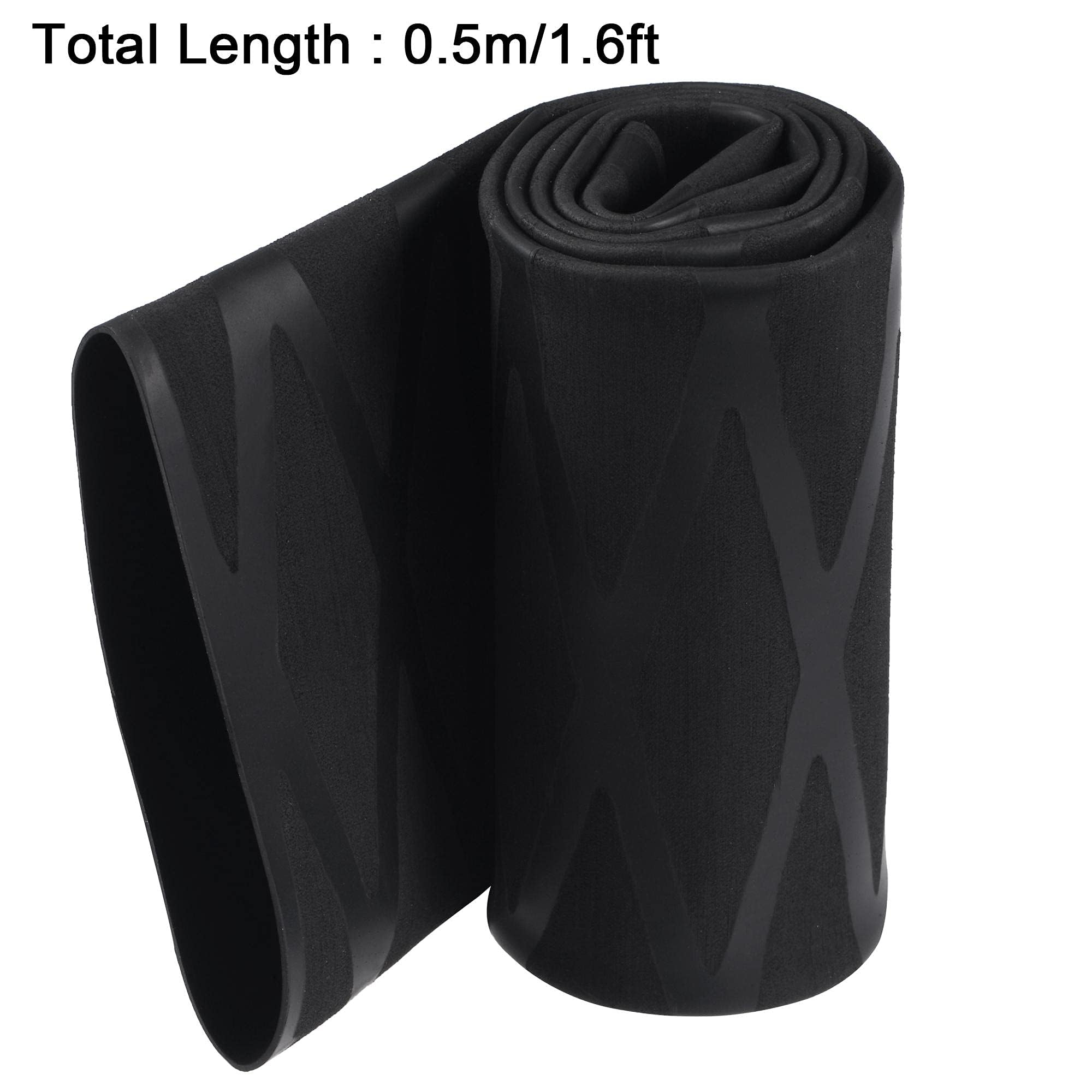 Tubo de envoltura termorretráctil Unifizz para empuñaduras de caña de pescar, 50 mm de diámetro, 81 mm de ancho plano, tubo termorretráctil de relación 2:1, funda para cables de 1,6 pies - Negro