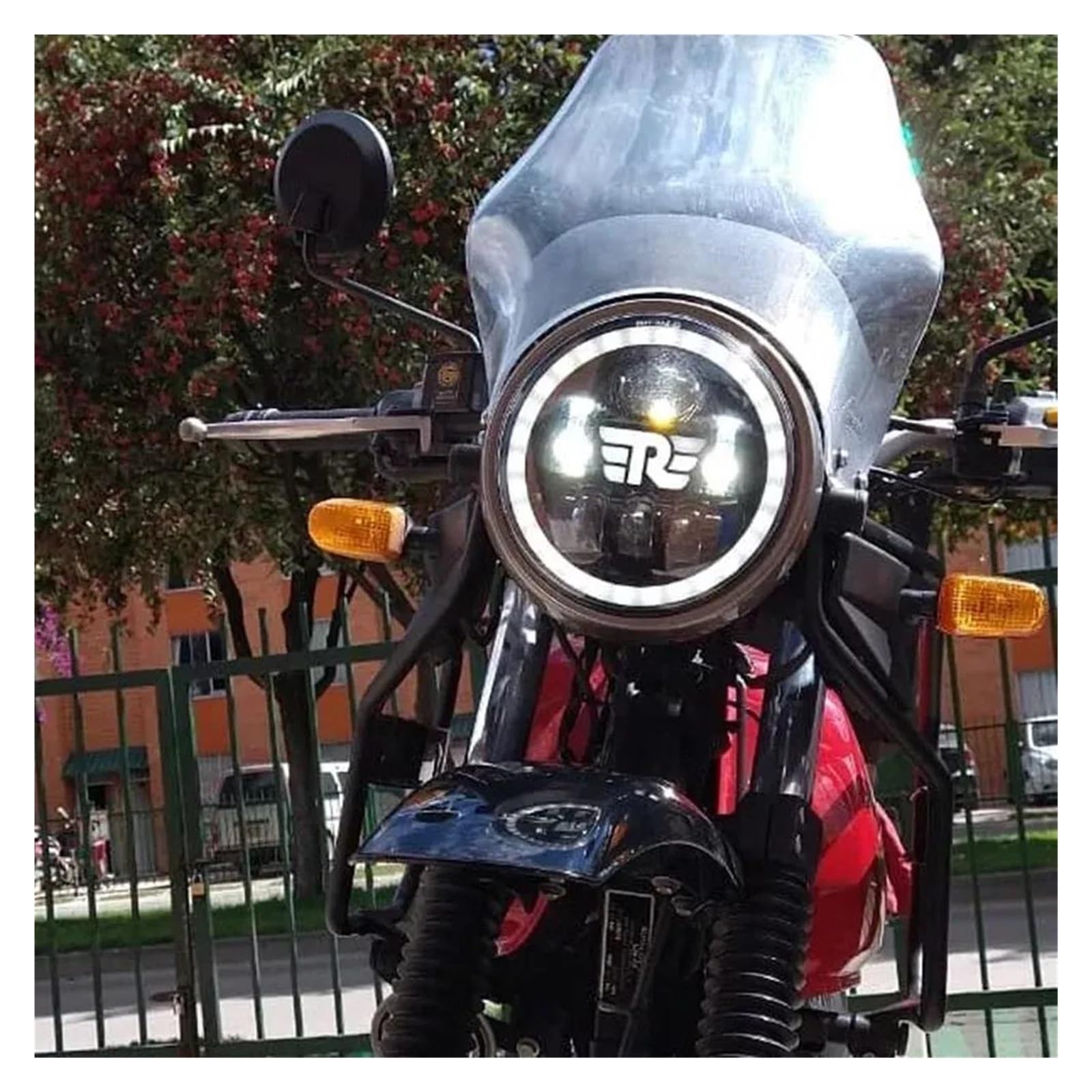 Moto Phare pour Royal pour Enfield Himalayen 400 411 650 350 Café Racer 7 "Phare De Moto 7 Pouces Phare De Moto LED Lumières Halo DRL Lampe Moto Phare Avant