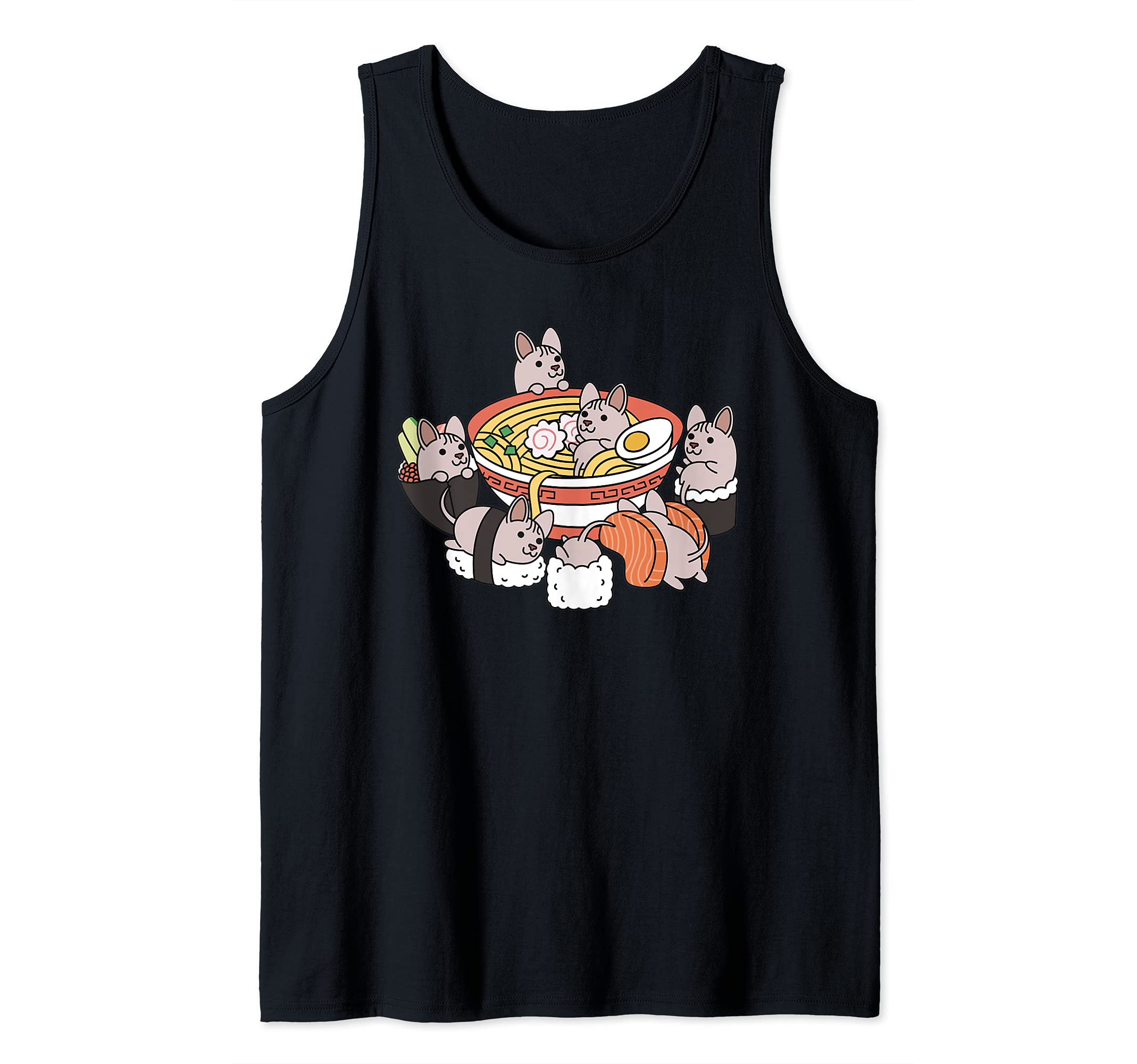 Ramen Sushi Sphynx Cat Pet Tank Top, Black