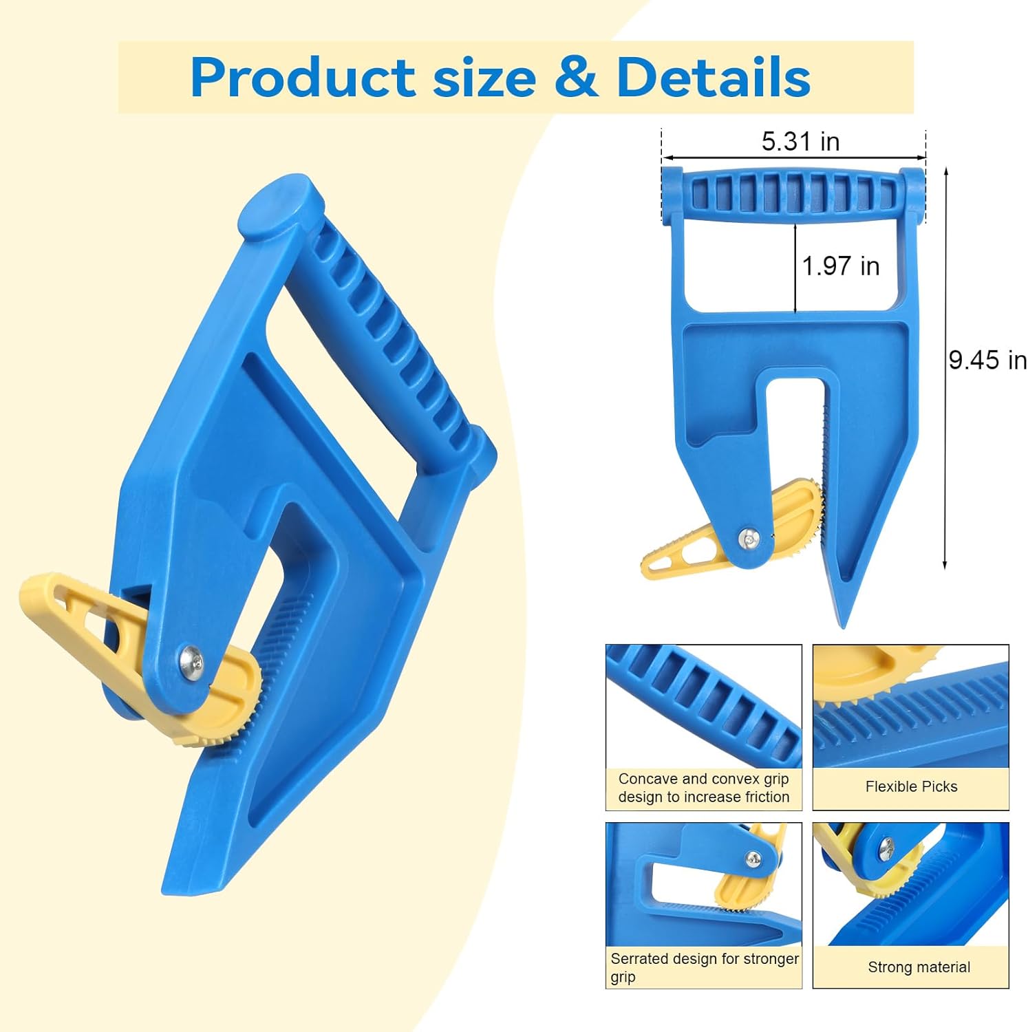 Feroca Heavy Duty Stall Mat Gripper, a Pair of Mat Mover Tool - Effortless Remover for Thick Rubber Mats in Horse Stalls, Barn, Gym, Trailer - Easy Lift & Move to Save Your Back