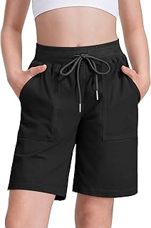 HASMESGirls Athletic Bermuda Shorts with Pockets Lightweight Quick Dry Hiking Cargo Running Shorts for Kids 7-14Y