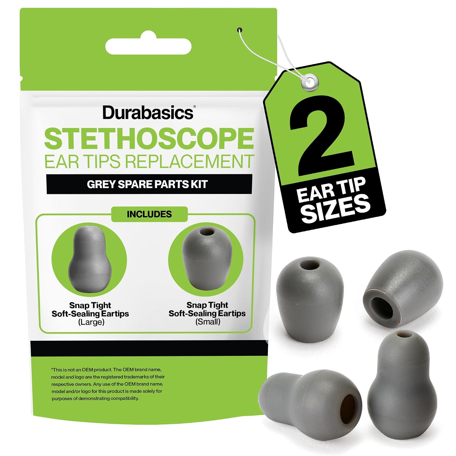 Durabasics Stethoscope Ear Tips Replacement for Littmann Stethoscopes Parts - Compatible with Littmann Ear Tips, Ear Pieces, Replacement Parts for Classic III, Cardiology 3, 4, & IV - Black