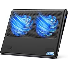 TECKNET Laptop Cooling Pad - 12"-15.6" Laptops Cooler, Powerful Cooler and Ultra Quiet for Gaming Laptops Pad, 2 Wind Speed Adjustable, USB A & C Powered Cooler Stand with Laptop Fan LED (Blue)