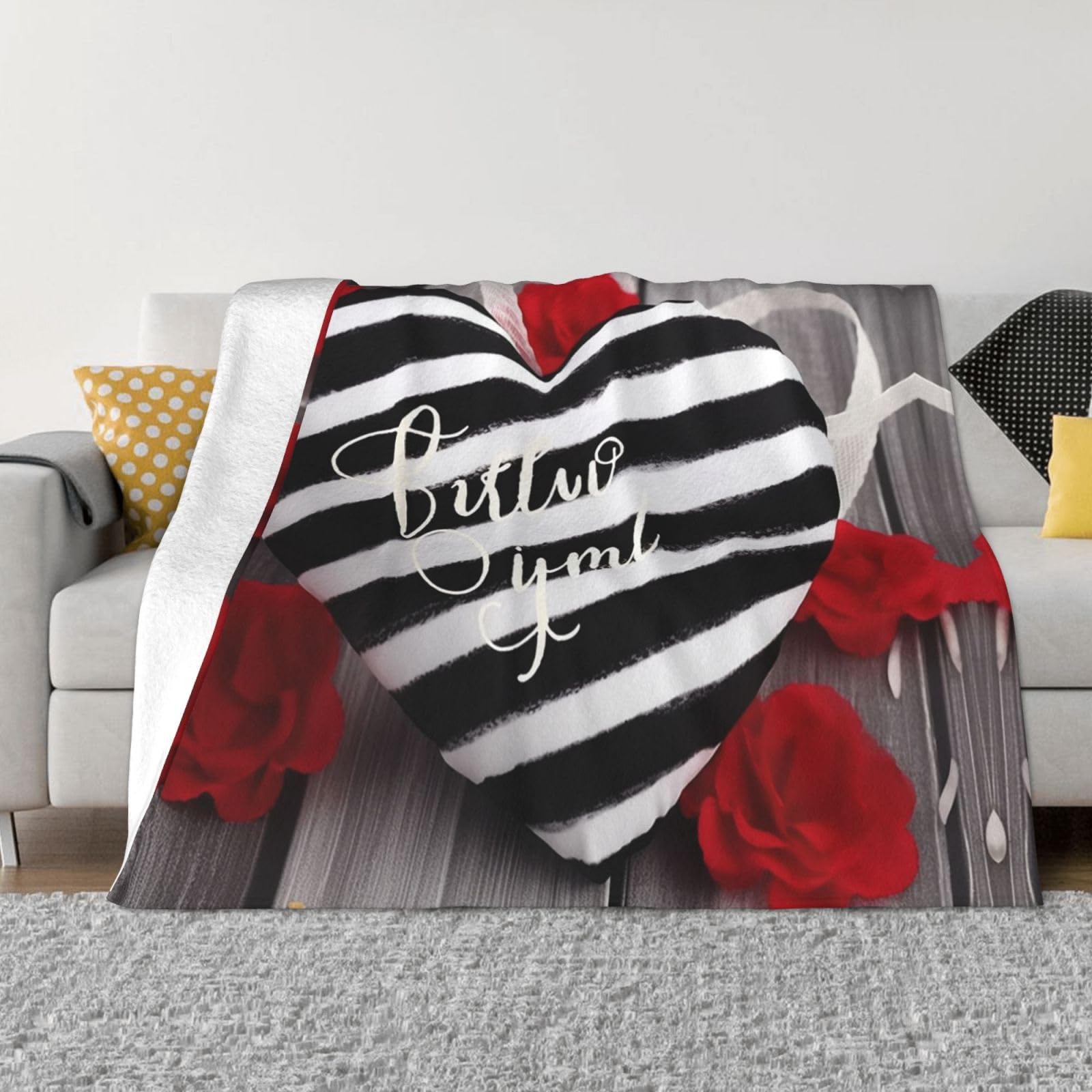 Couverture polaire cœur romantique : le cadeau idéal en flanelle douce pour vos proches