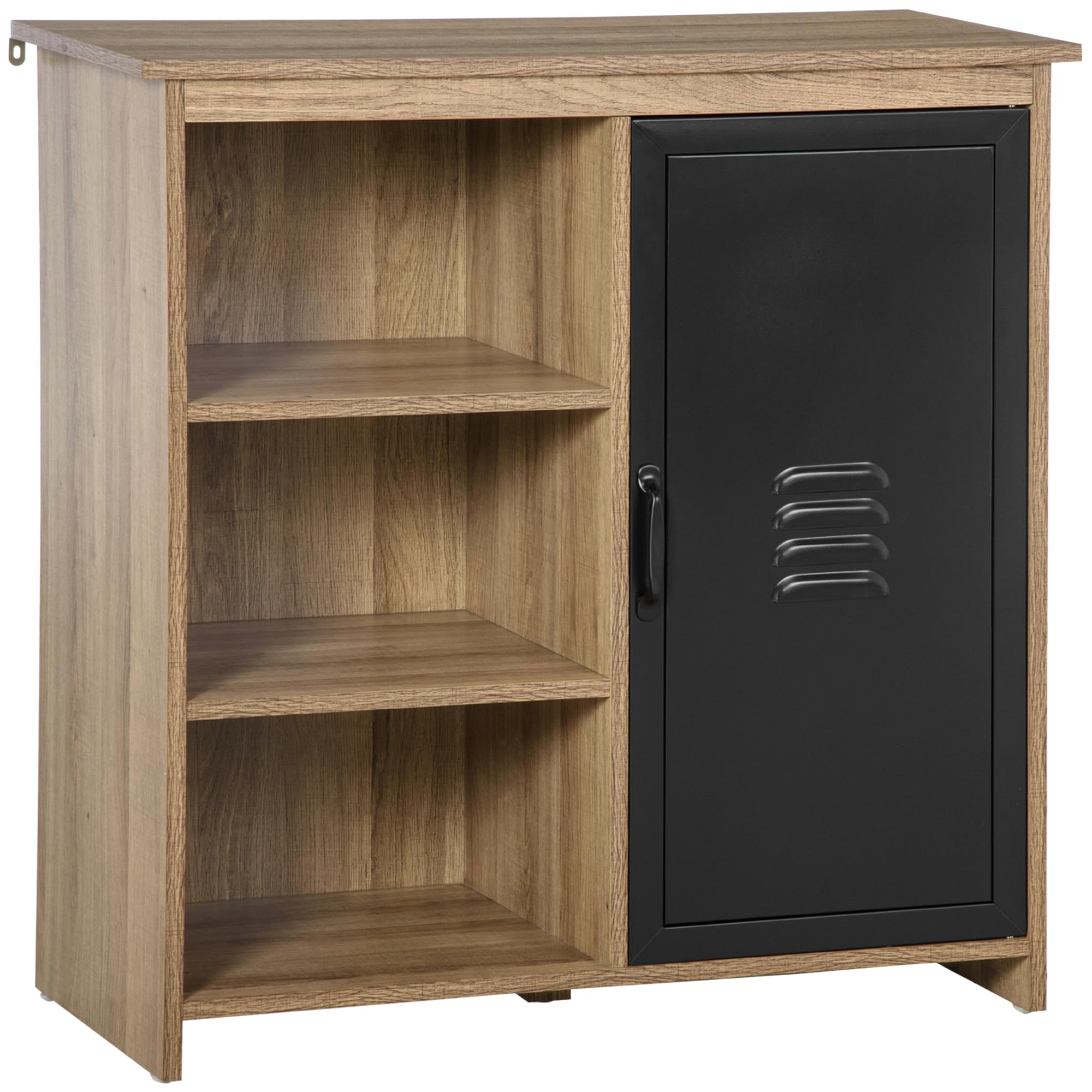 HOMCOM Buffet Industriel - Meuble de Rangement sur Pied 3 Niches Noir