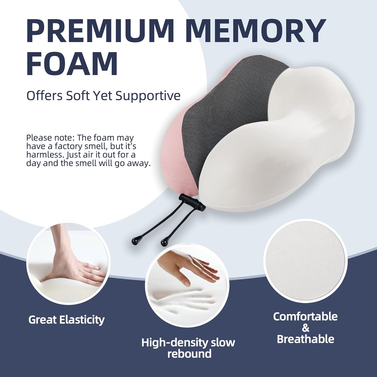 Travel Pillow with Extra Large Hood for Airplane Long Flights Privacy and Comfort Memory Foam with Velvet Cover for Road Trip Head&Neck Support for Plane Office Cars Sleeping & Rest (Pink) - Image 7